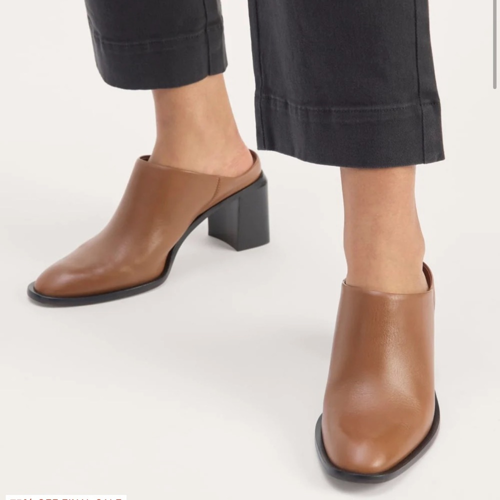 NEW Everlane Saddle Brown The Outlaw Mule Slide Heel in Size 10.5 - Picture 2 of 13